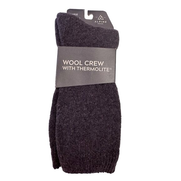 Alpine Design Thermolite Large Men’s 9-12 Wool Crew Sock Gray NWT - Picture 1 of 5